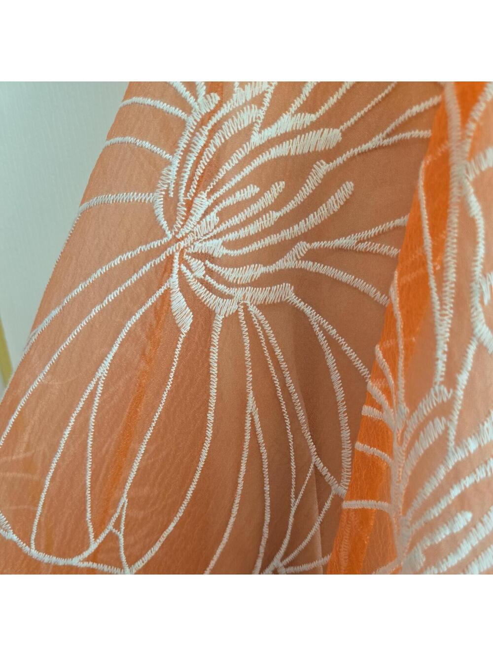 Moulinette Soeurs Anthropologie Dress Size 8 Orange Floral Embroidered Boho - Picture 6 of 9